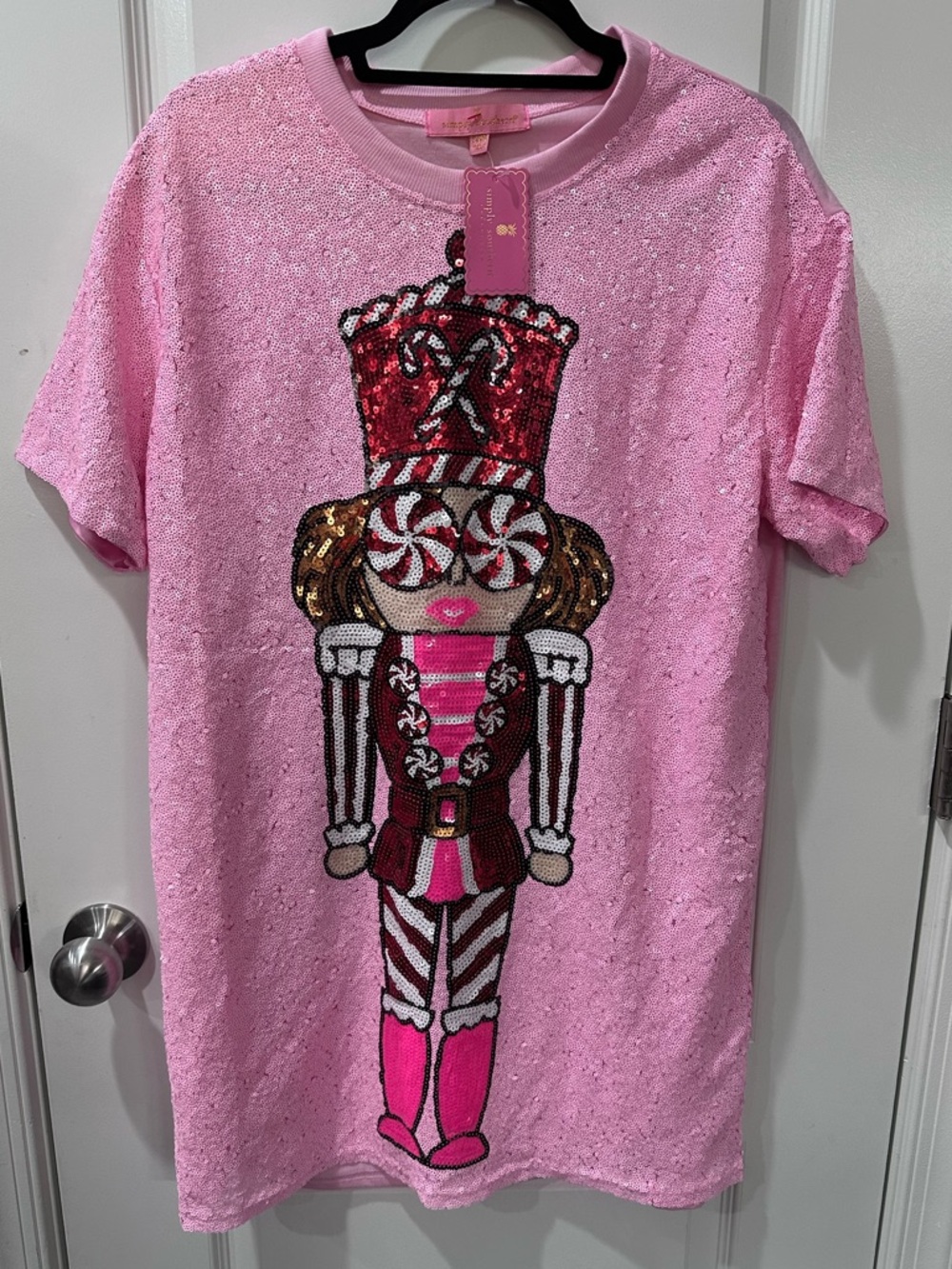 Simply Southern Nutcracker Sequin Pink Top - Size Small/Medium